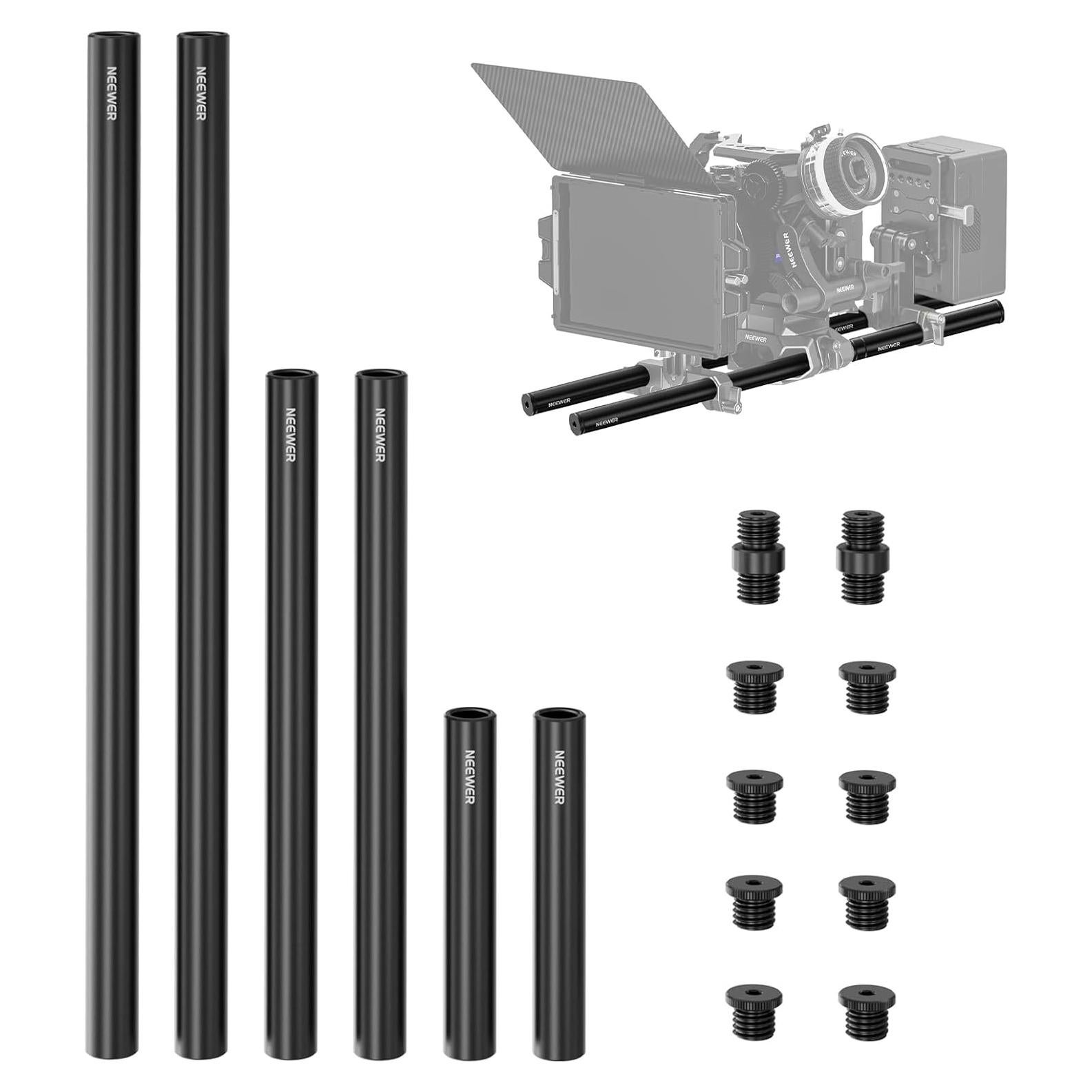 Varillas de Aluminio 15mm NEEWER - 3 Pares 10cm, 20cm, 30cm