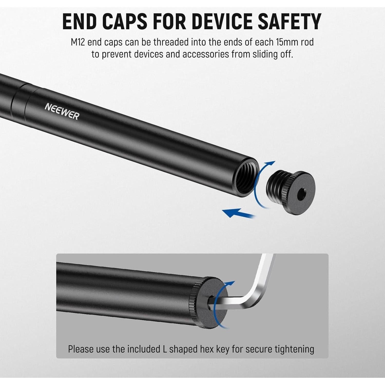 Varillas de Aluminio 15mm NEEWER - 3 Pares 10cm, 20cm, 30cm
