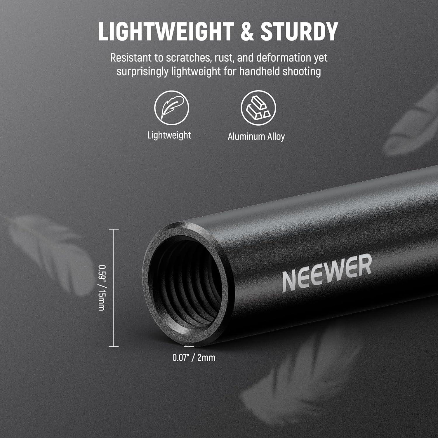 Varillas de Aluminio 15mm NEEWER - 3 Pares 10cm, 20cm, 30cm