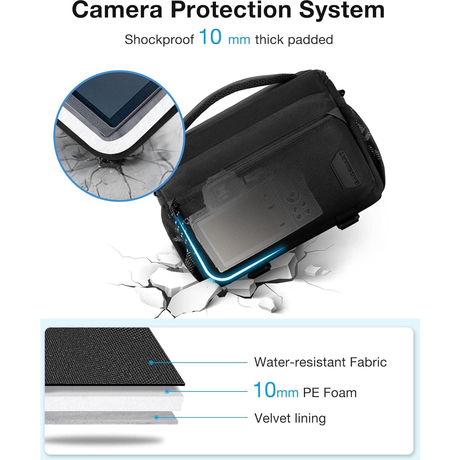 Bolsa Compacta para Cámara DSLR BAGSMART Negra 24.9x13x20.1cm