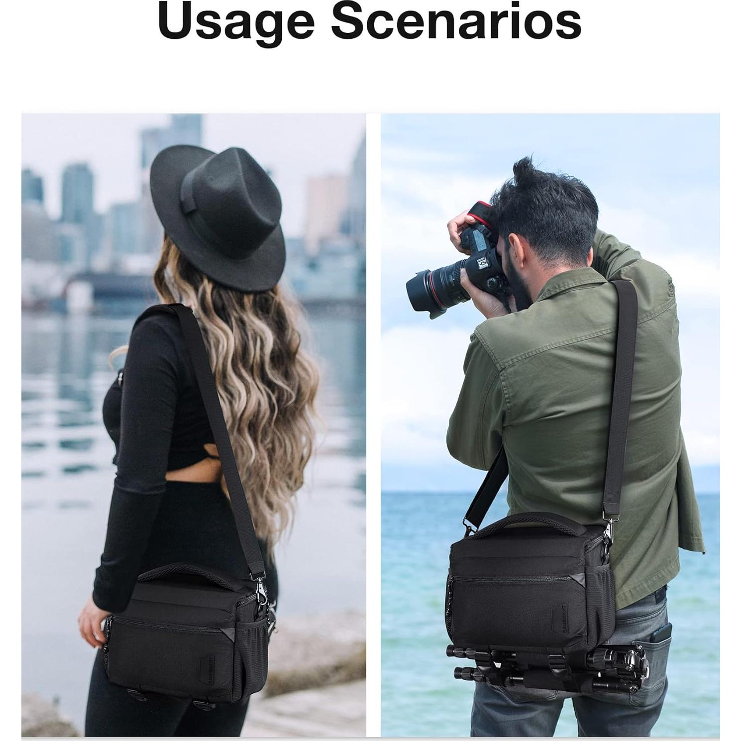 Bolsa Compacta para Cámara DSLR BAGSMART Negra 24.9x13x20.1cm