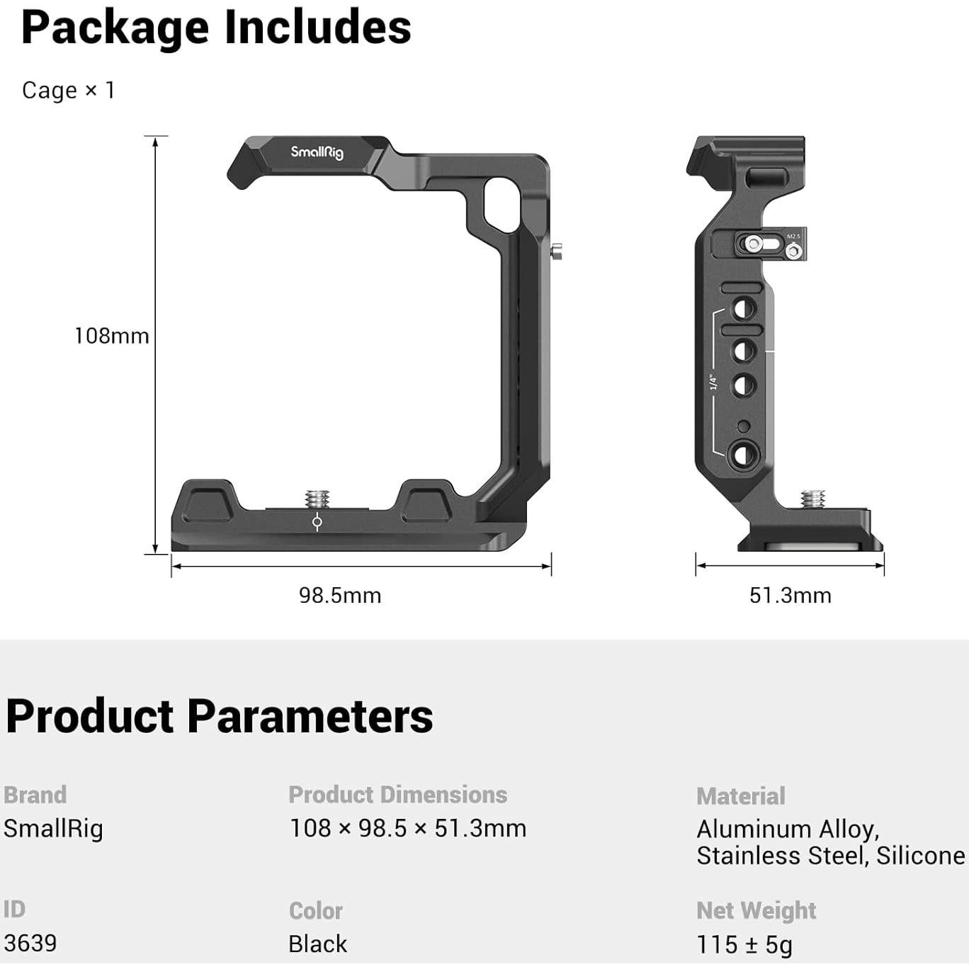 Jaula Media para Cámara SmallRig 3639 para Sony Alpha 7R V/IV/S III/Alpha 1