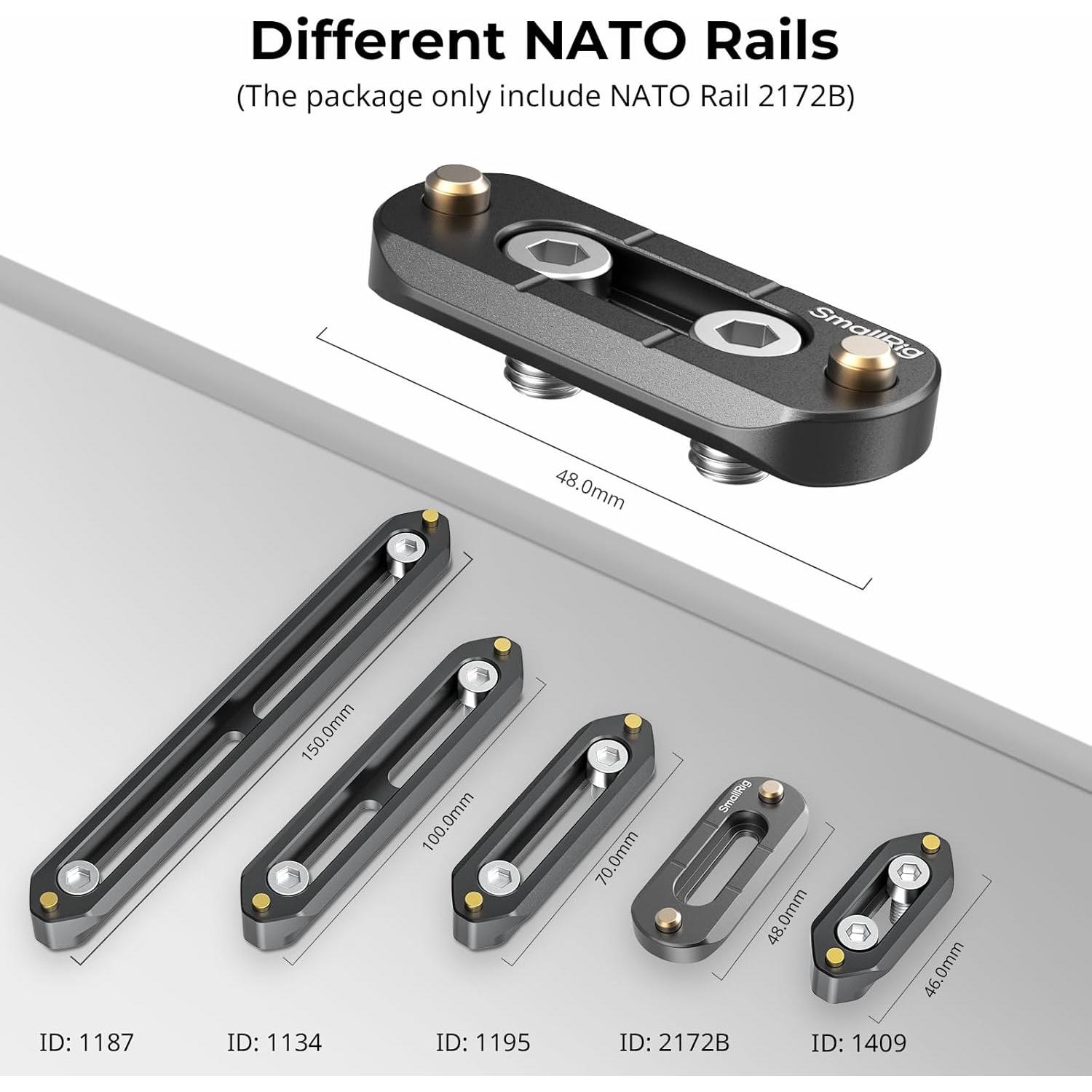 Riel NATO Mini SmallRig 2172, 6mm x 48mm, anti-deslizante