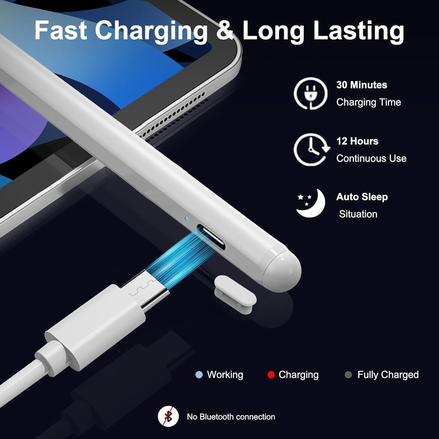 Lápiz Stylus BLEBLE para iPad Pro 2018-2025, Carga Rápida