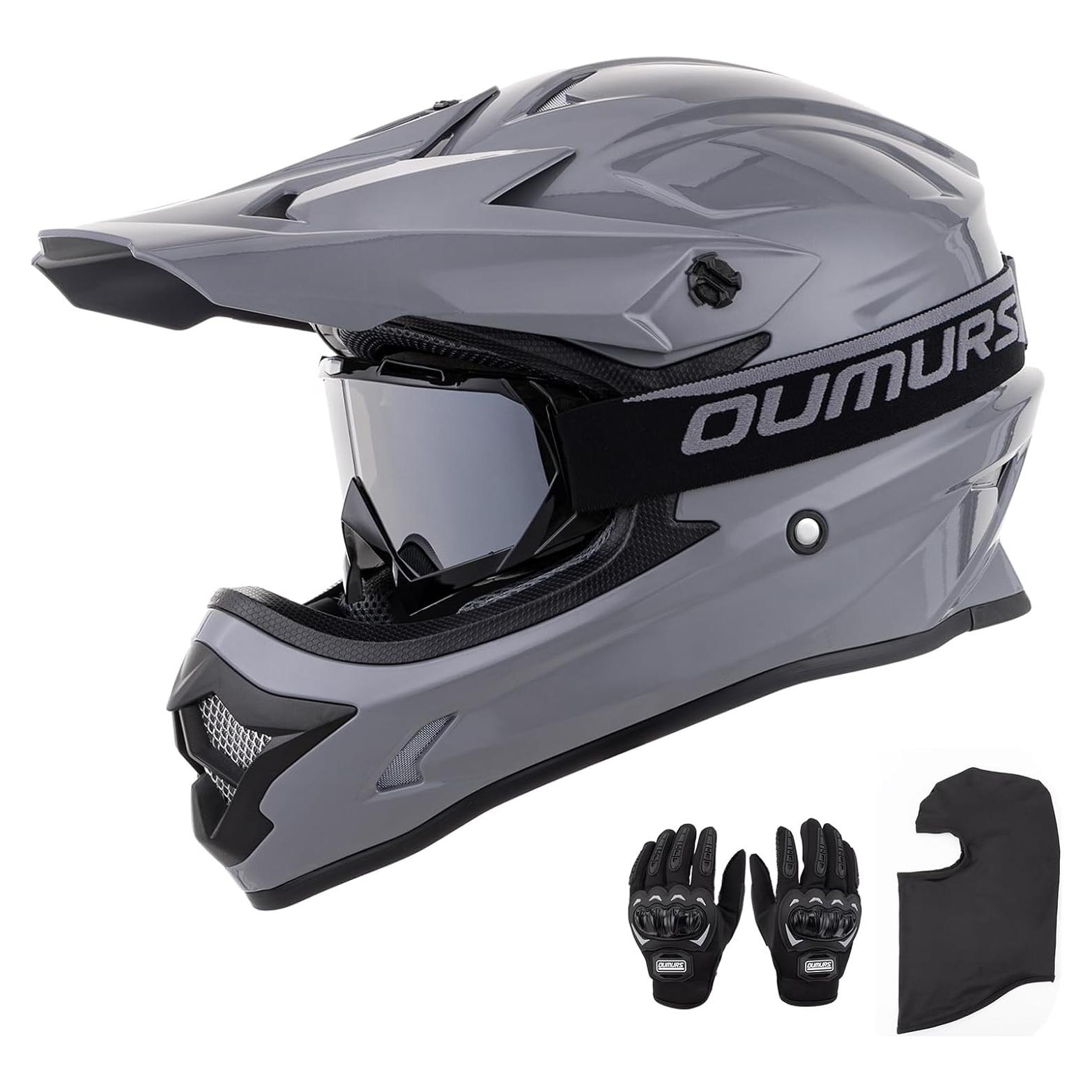 Casco OUMURS D001TY07311MB Adulto M con Gafas y Guantes