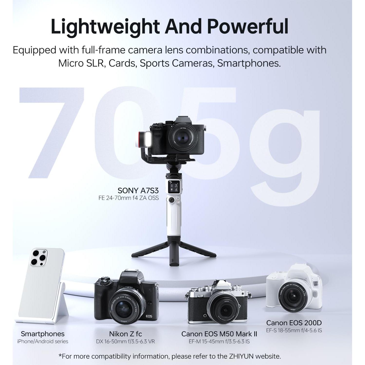 Estabilizador de Cámara ZHIYUN Crane M3S Combo 3 Ejes con Luz