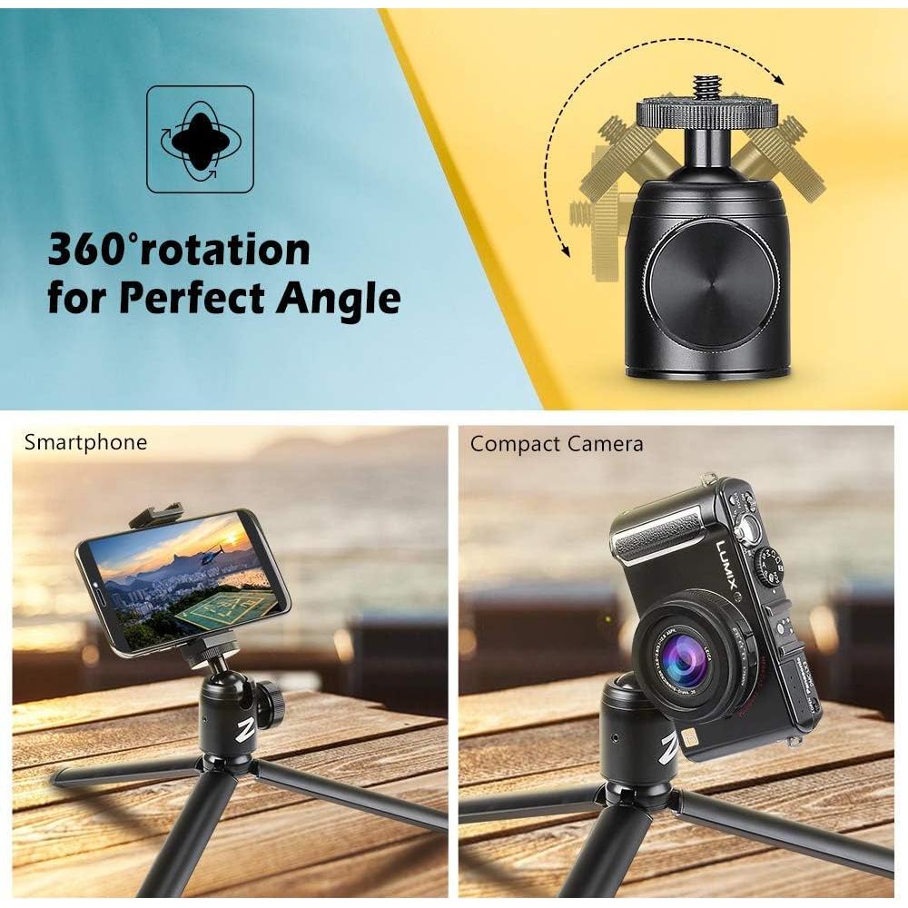 Trípode Mini de Metal Zeadio HC21 con Cabeza Esférica 20 cm