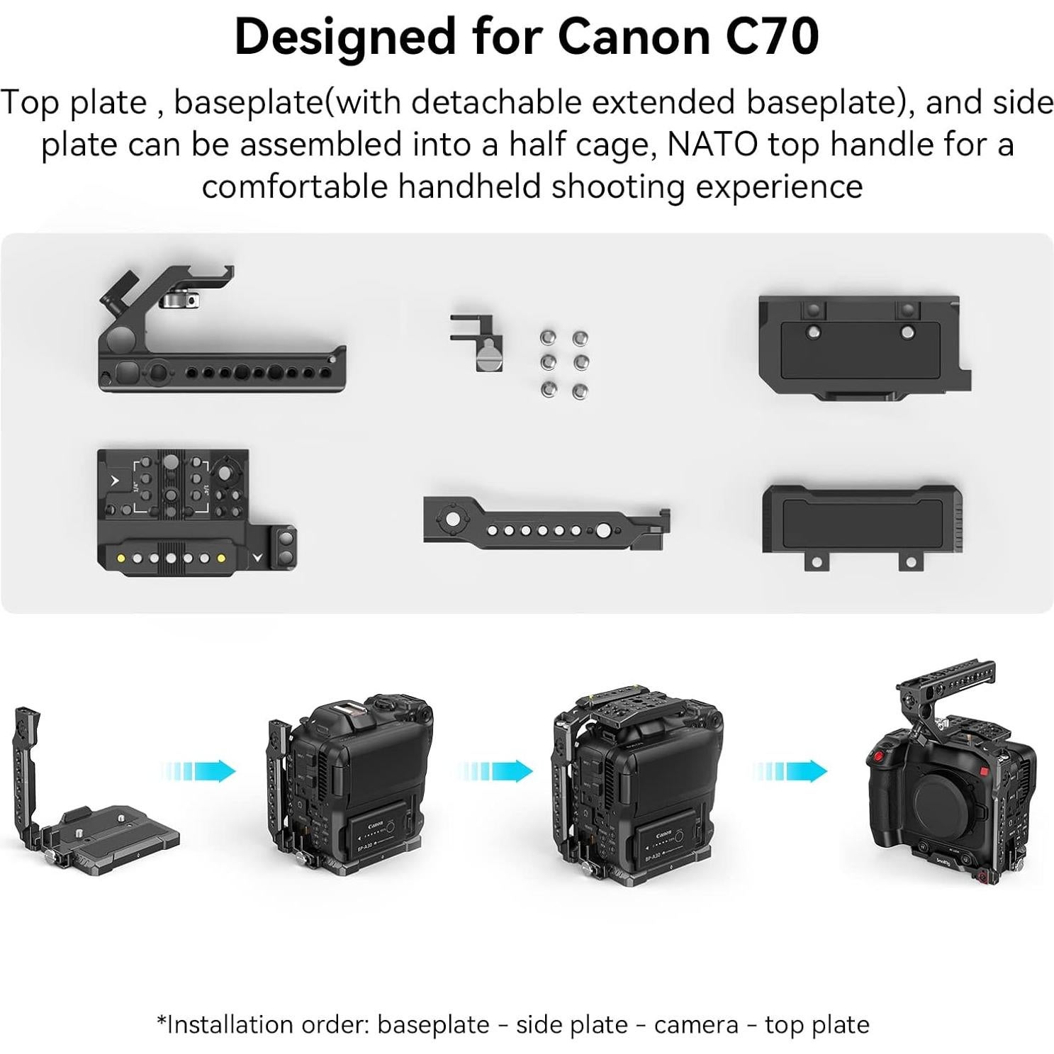 Kit de jaula portátil SmallRig para Canon EOS C70 con mango