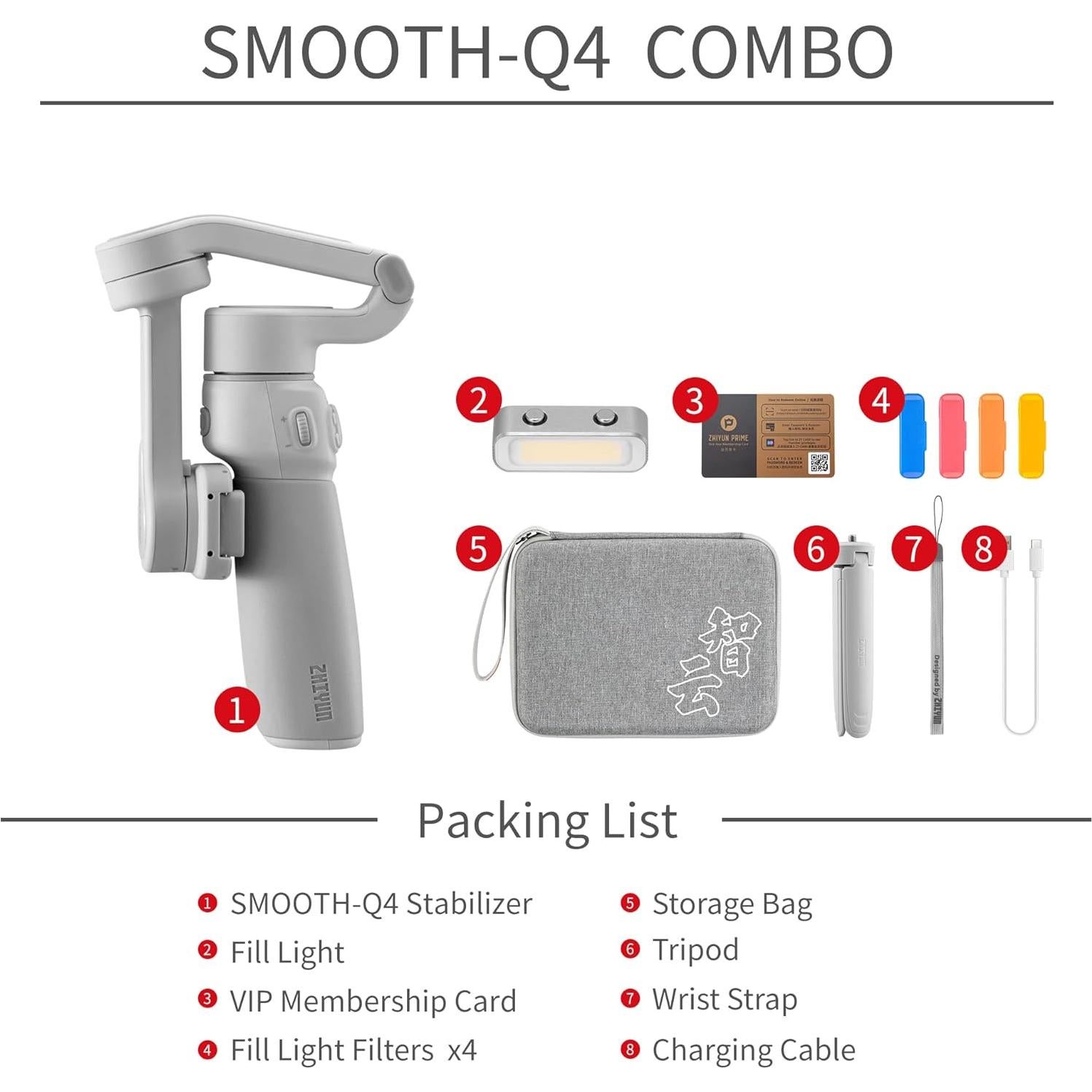 Estabilizador Gimbal ZHIYUN Smooth Q4 Combo 3 Ejes Plegable