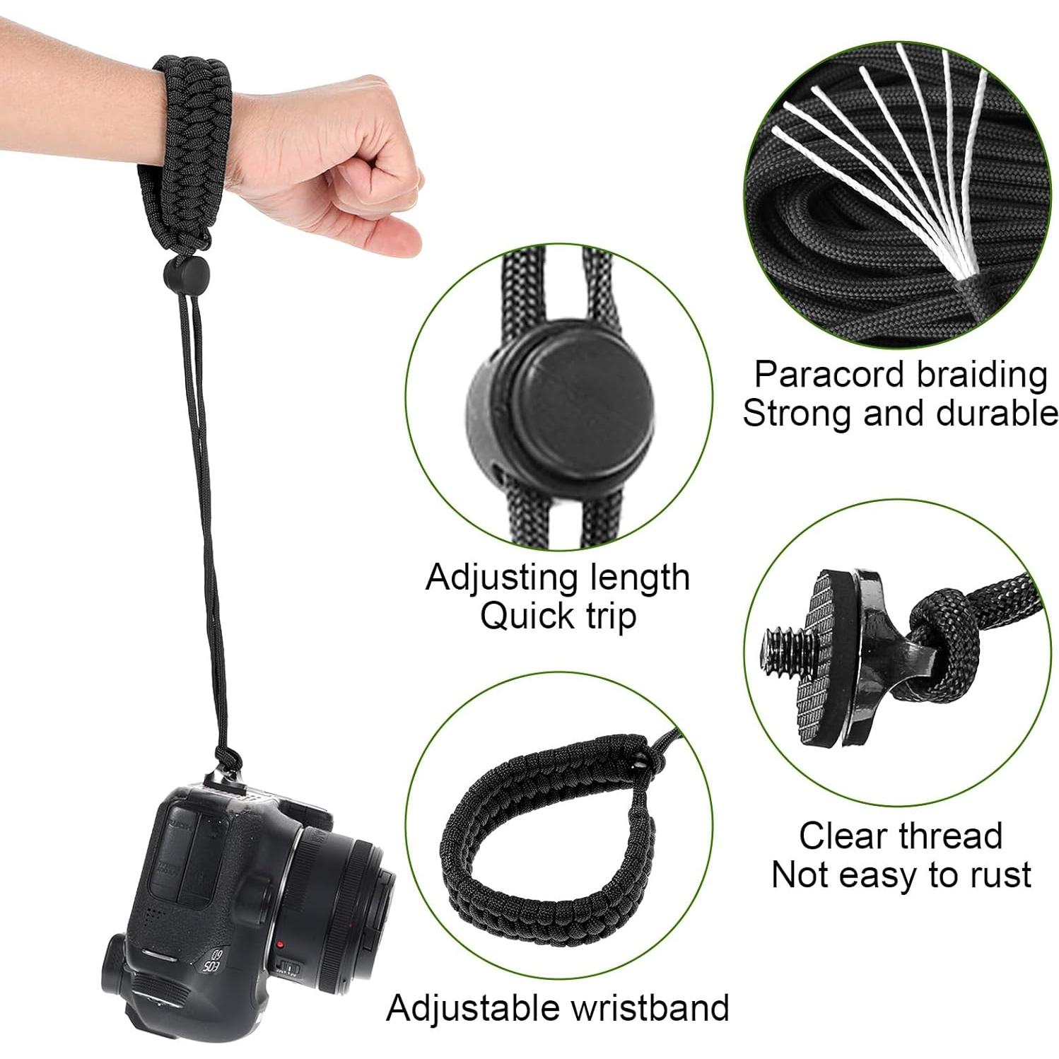 Correa de Muñeca para Cámara Nylon Ajustable 30cm - Negro