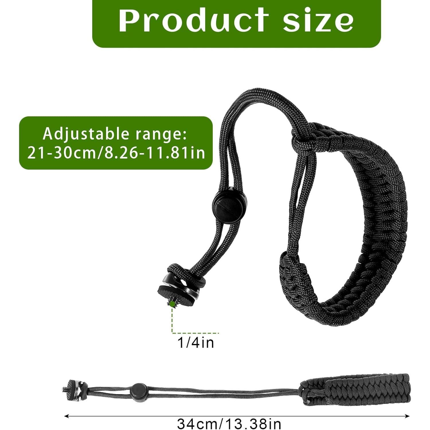 Correa de Muñeca para Cámara Nylon Ajustable 30cm - Negro