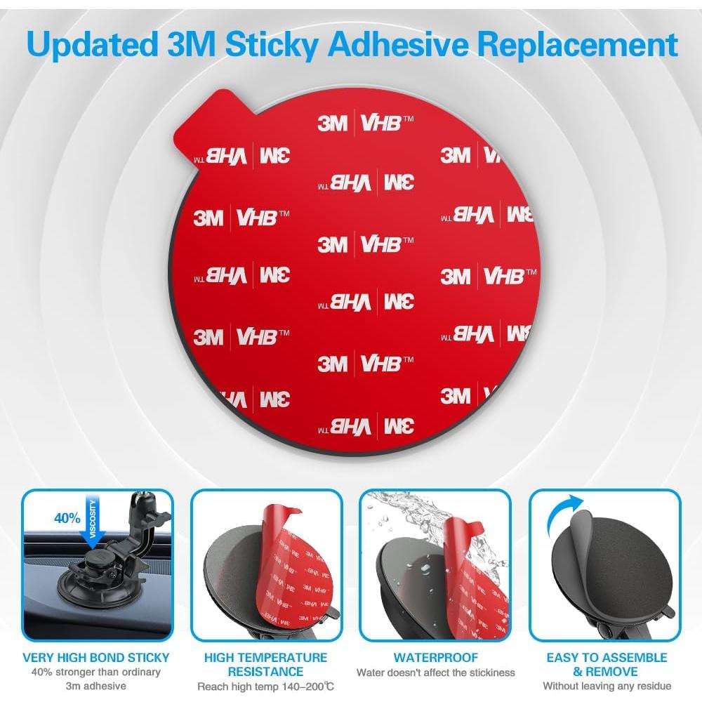 Adhesivo Doble Cara VOLPORT 90mm Resistente al Calor para Soporte de Ventosa