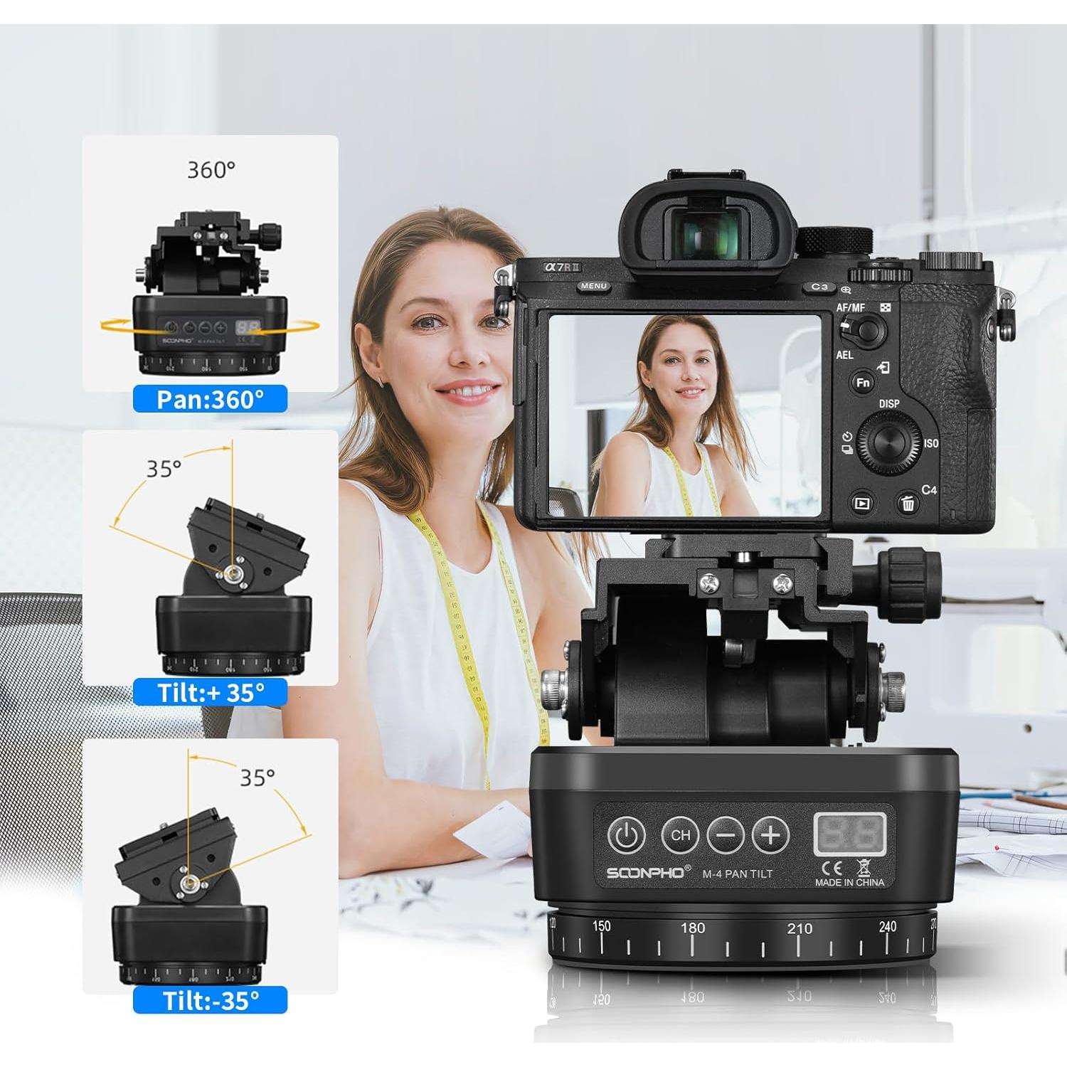 Cabezal de trípode motorizado Soonpho M4 con control remoto