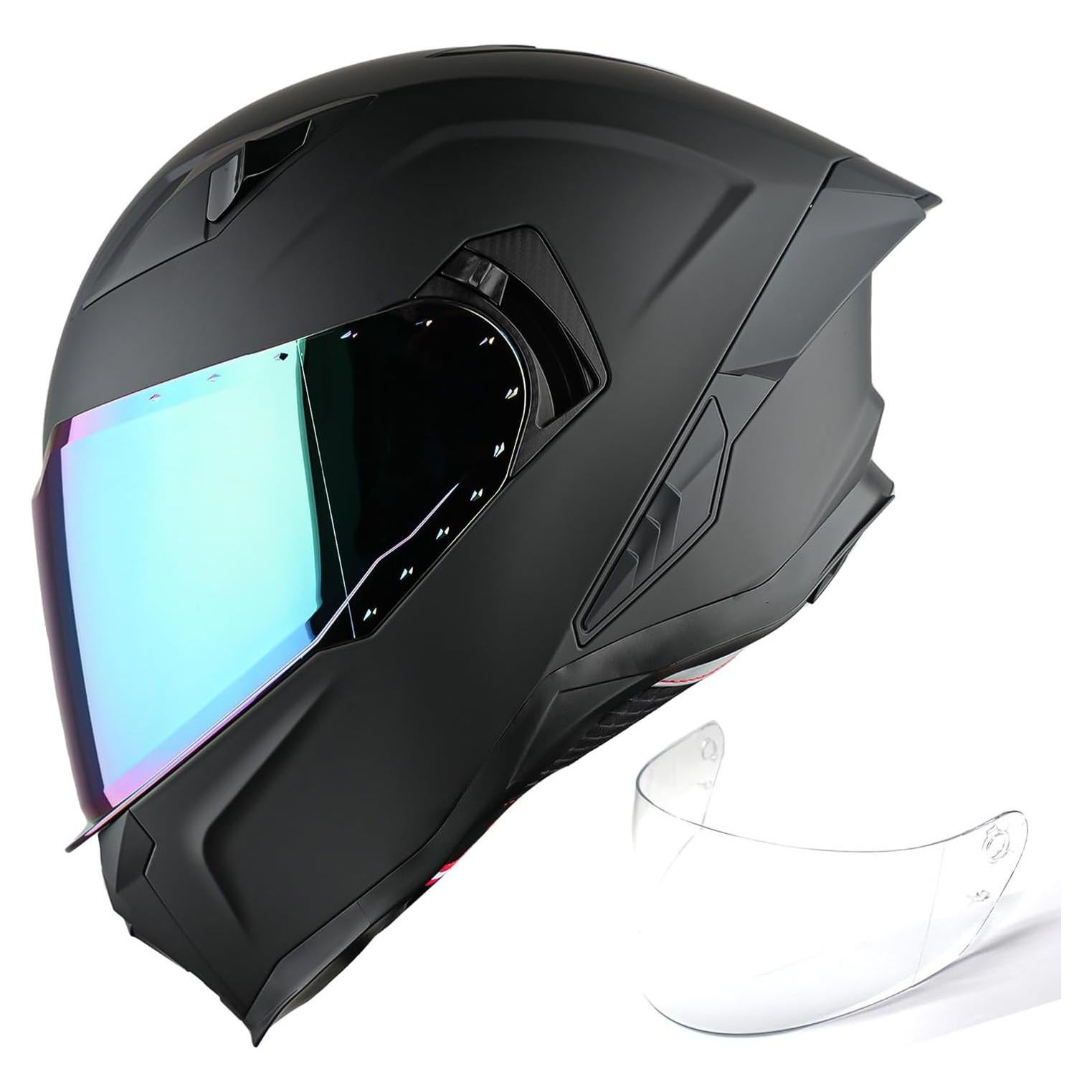 Casco Integral 1Storm KT828 Negro Brillante Doble Visor