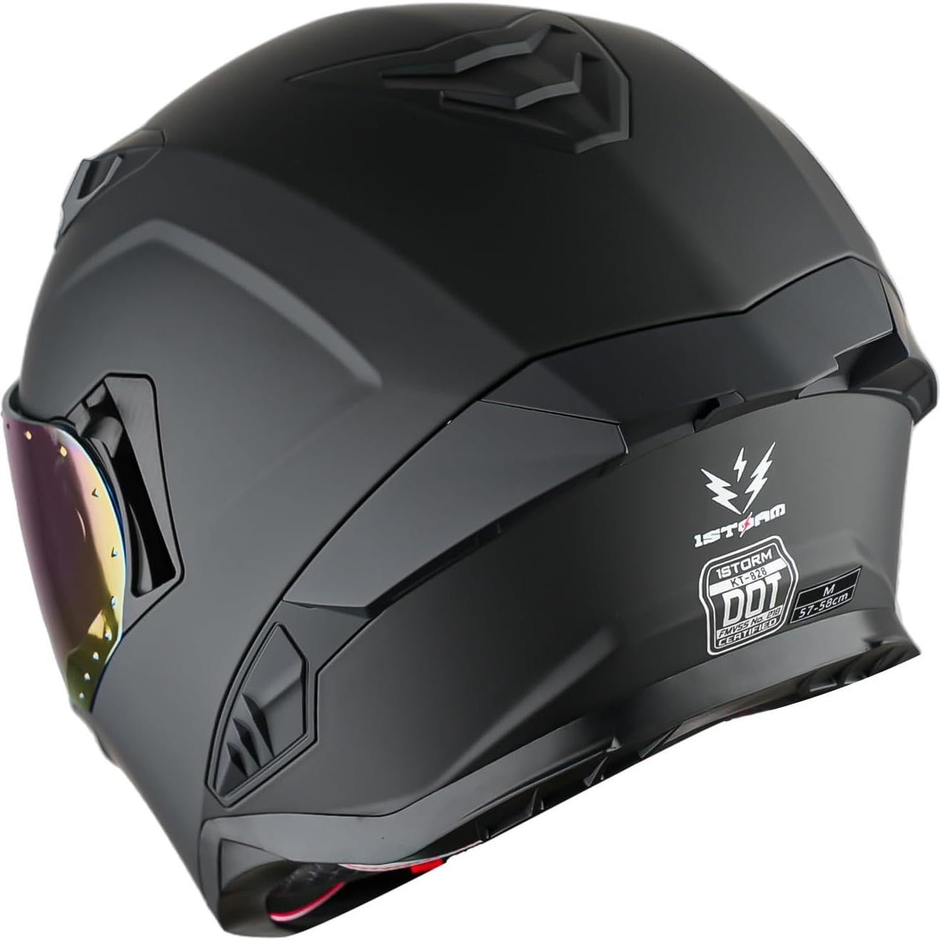 Casco Integral 1Storm KT828 Negro Brillante Doble Visor