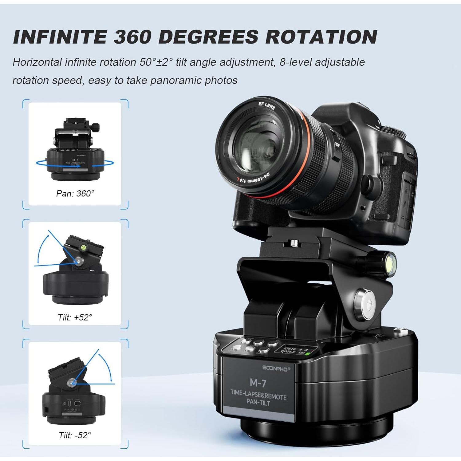 Cabezal motorizado panorámico Soonpho M7 para cámaras y smartphones