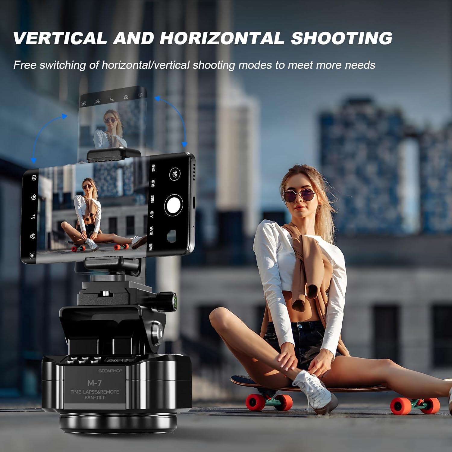 Cabezal motorizado panorámico Soonpho M7 para cámaras y smartphones