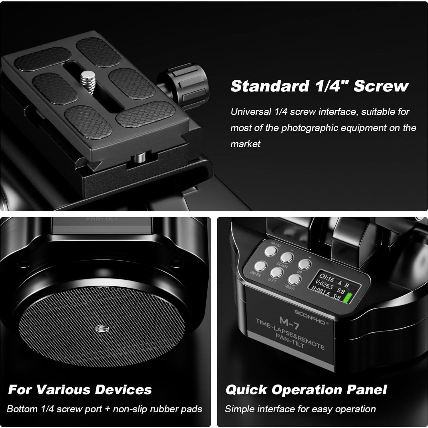 Cabezal motorizado panorámico Soonpho M7 para cámaras y smartphones