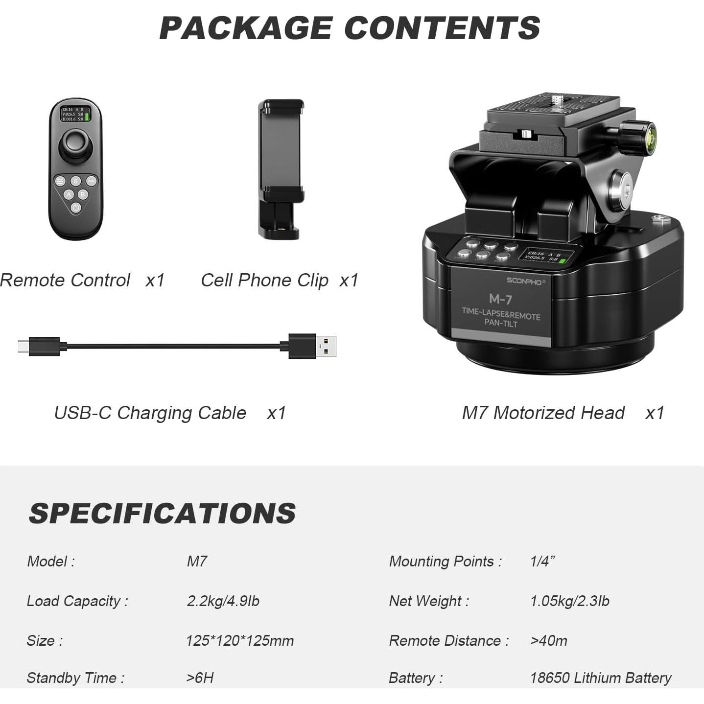 Cabezal motorizado panorámico Soonpho M7 para cámaras y smartphones