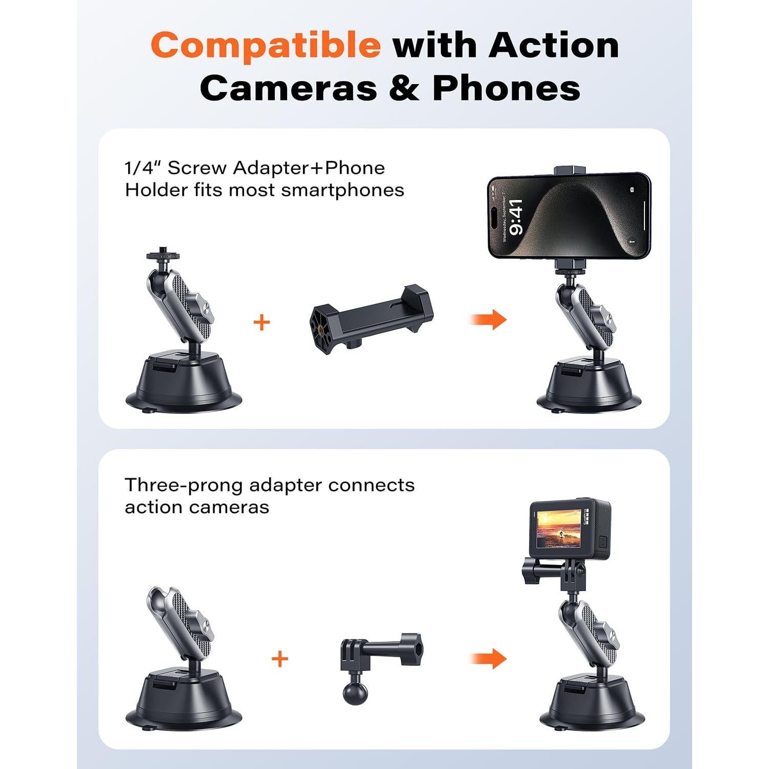 Soporte de Ventosa Wiiki-Tech GoPro-S40 Antivibración 1kg