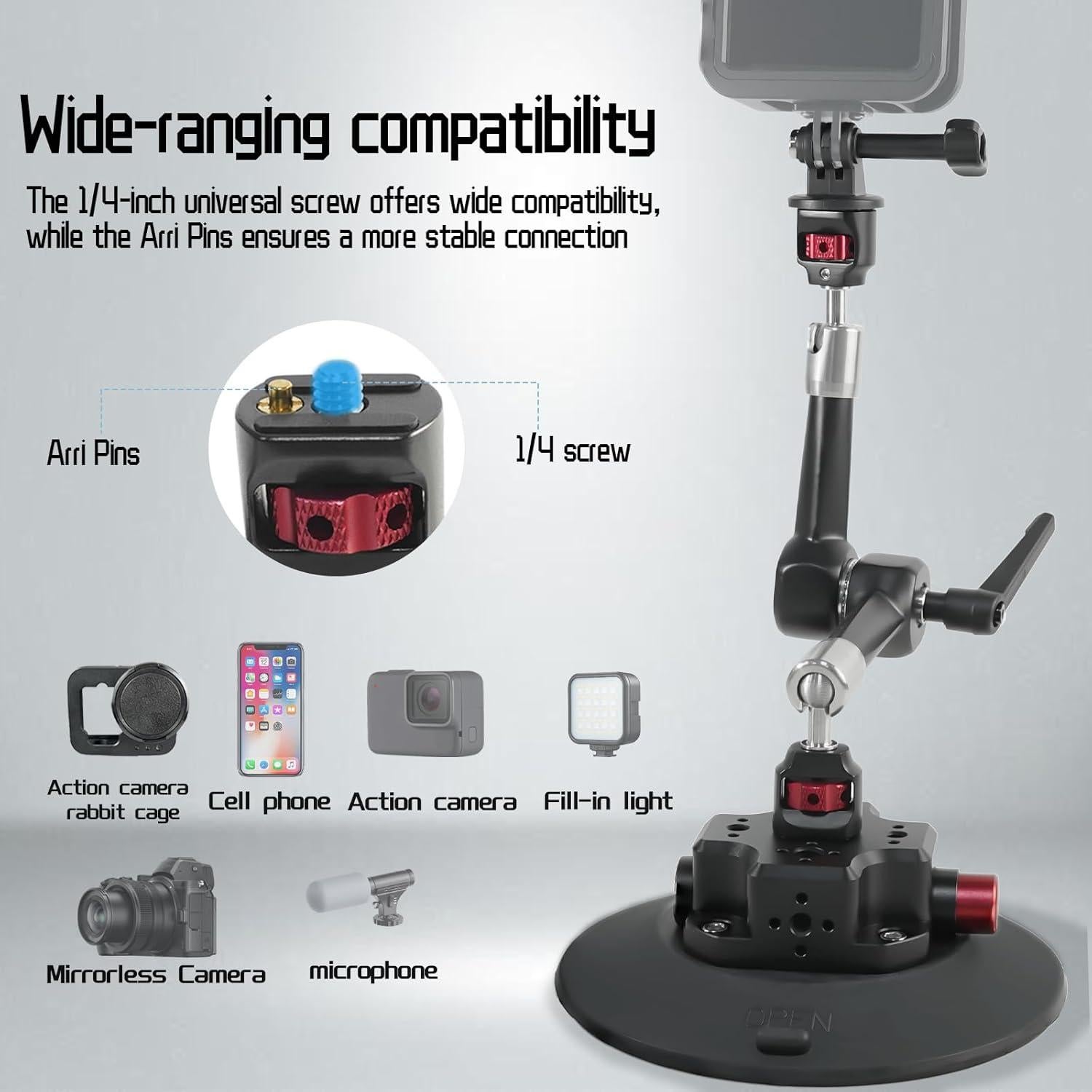 Soporte de Ventosa para Cámara 6" FIFIELD con Brazo Articulado 7"