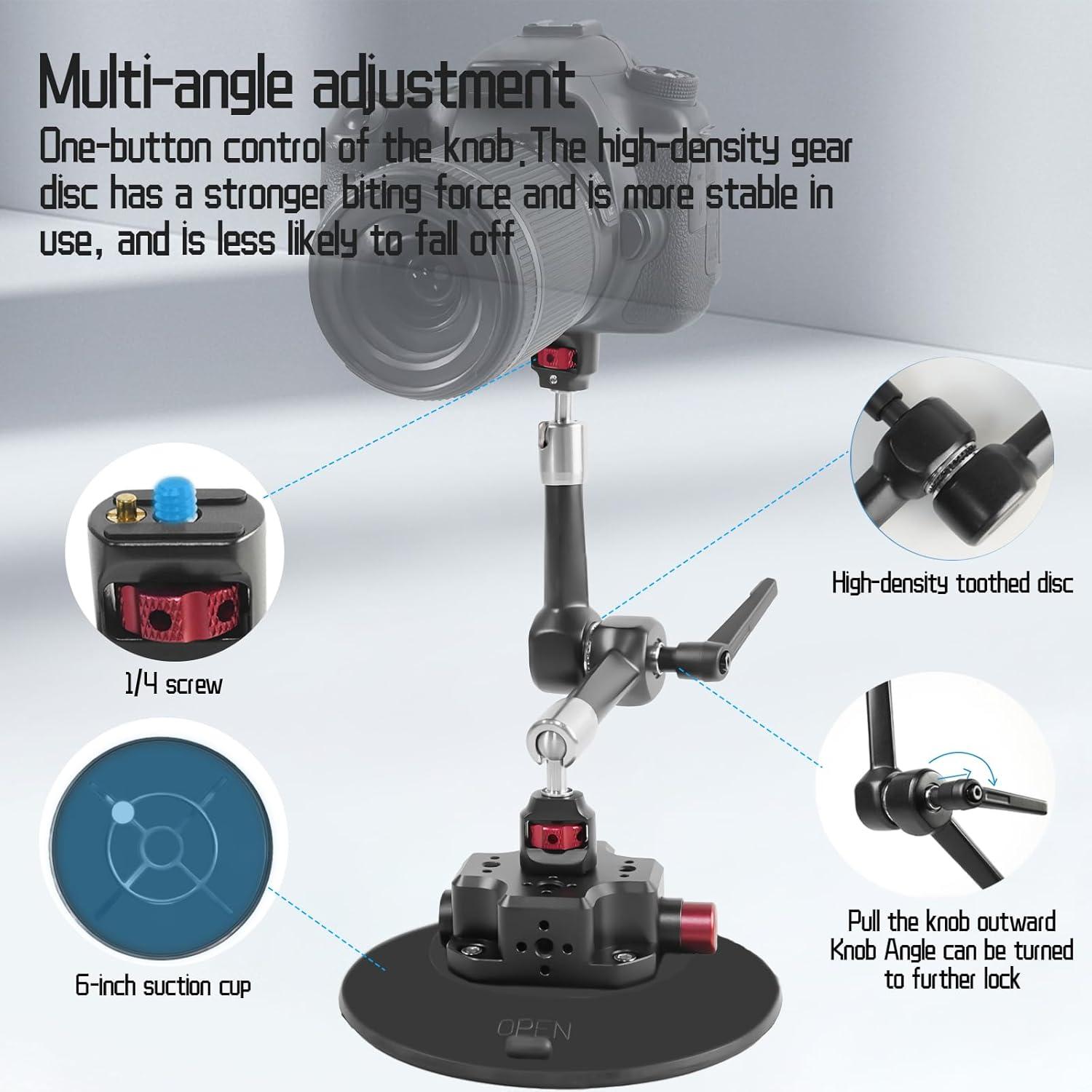 Soporte de Ventosa para Cámara 6" FIFIELD con Brazo Articulado 7"