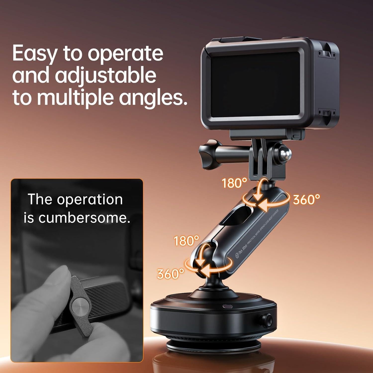 Soporte de cámara con ventosa eléctrica BONERUY DJ-1 360°