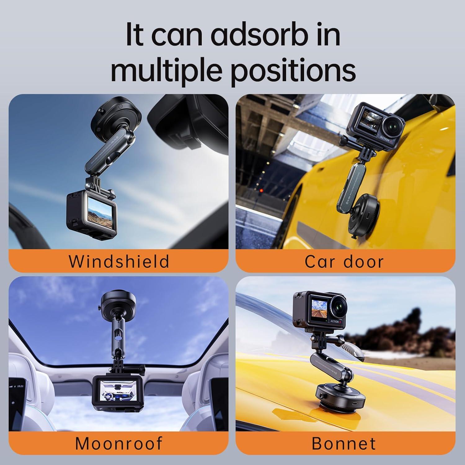 Soporte de cámara con ventosa eléctrica BONERUY DJ-1 360°