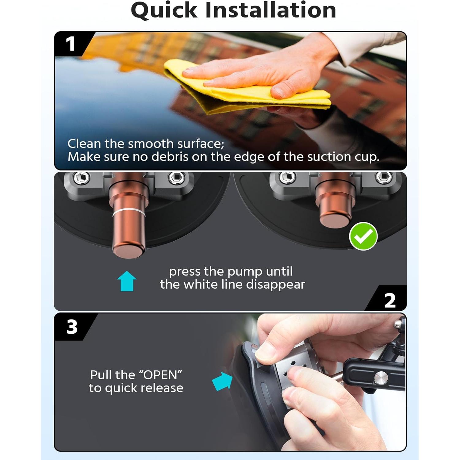 Soporte de cámara con ventosa ROZOER 4.5" para coche