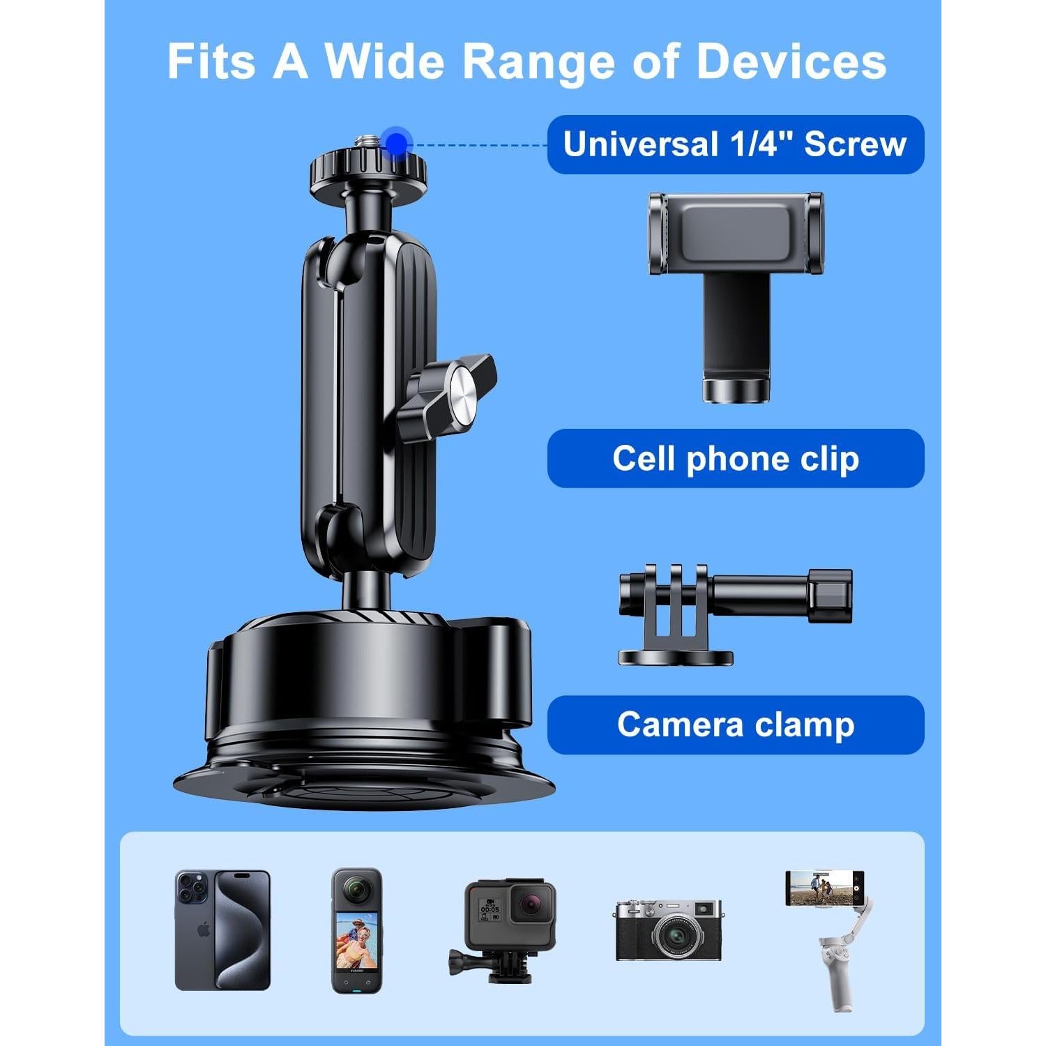 Soporte de Ventosa DICMKY para GoPro Hero 12/11/10/9 - Antivibración