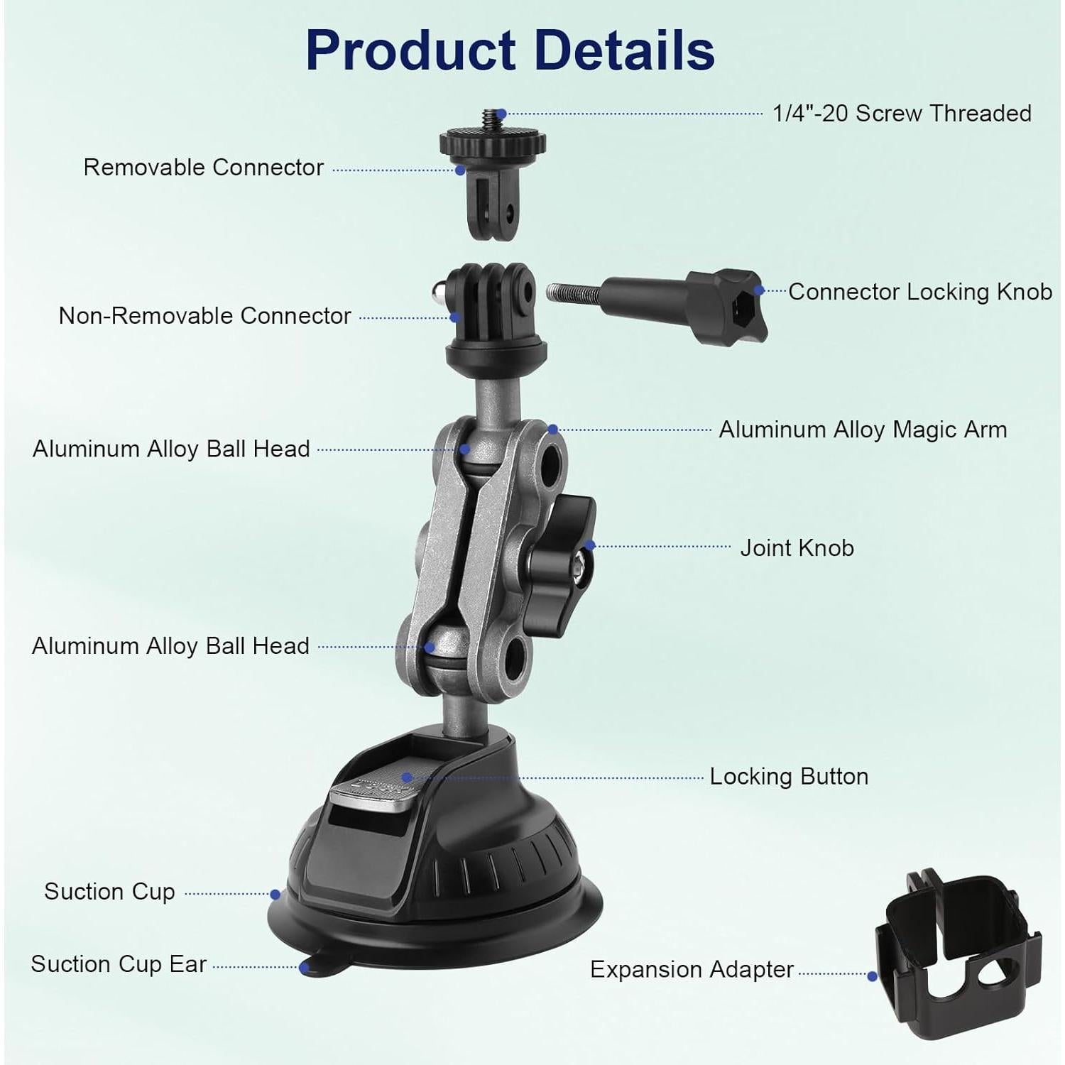Soporte de Ventosa para Cámara Mippko Pocket 3 y GoPro