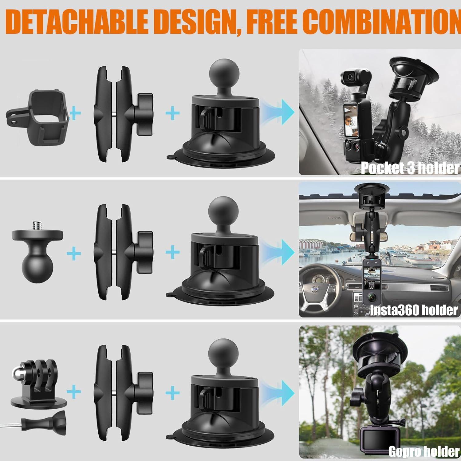 Soporte de Ventosa KOQEIEY para DJI Osmo Pocket 3 y GoPro