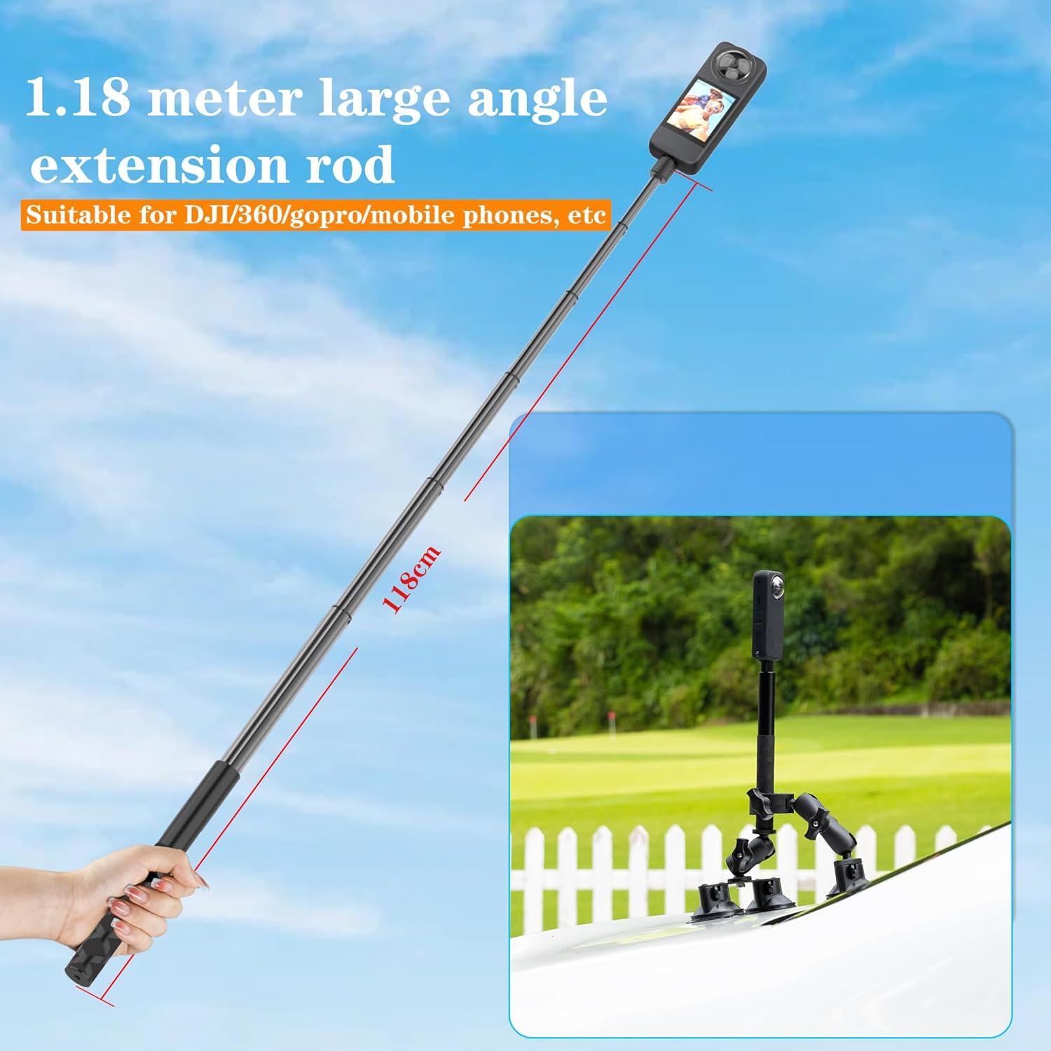 Soporte de Ventosa KOQEIEY para Insta360 X5 X4 X3 X2 - 118 cm