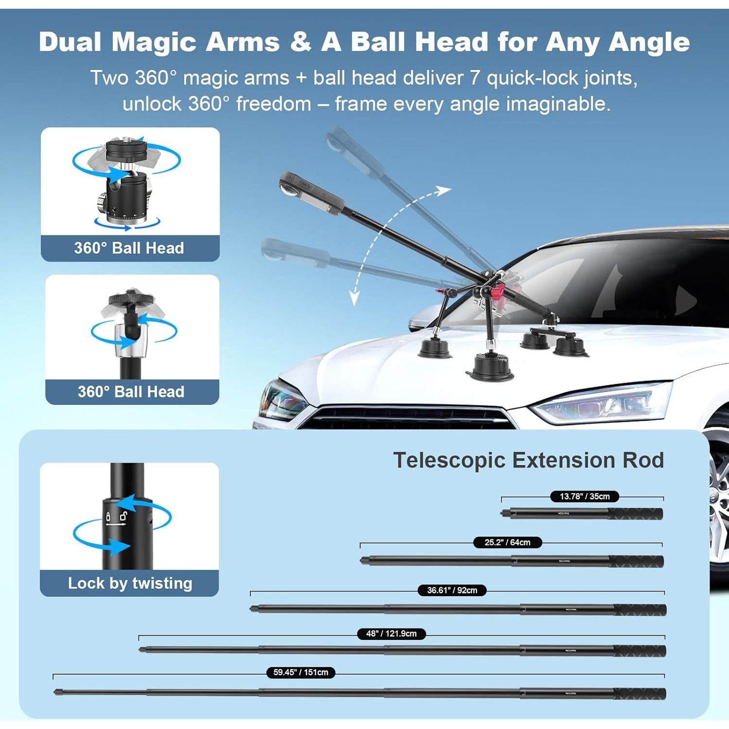 Kit de Montaje de Ventosa para Coche Mechrig SY025 - Soporte de Cámara de Acción