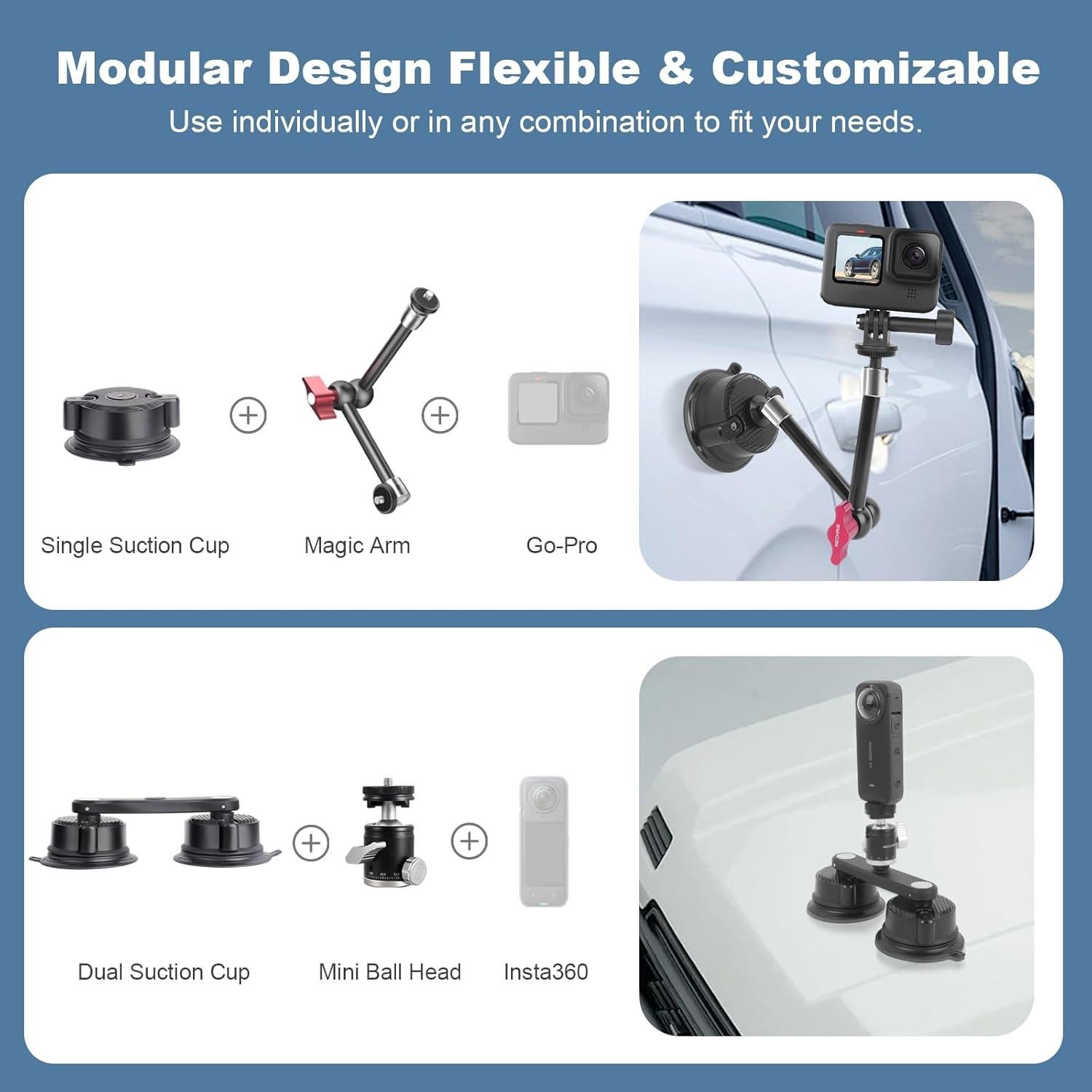 Kit de Montaje de Ventosa para Coche Mechrig SY025 - Soporte de Cámara de Acción