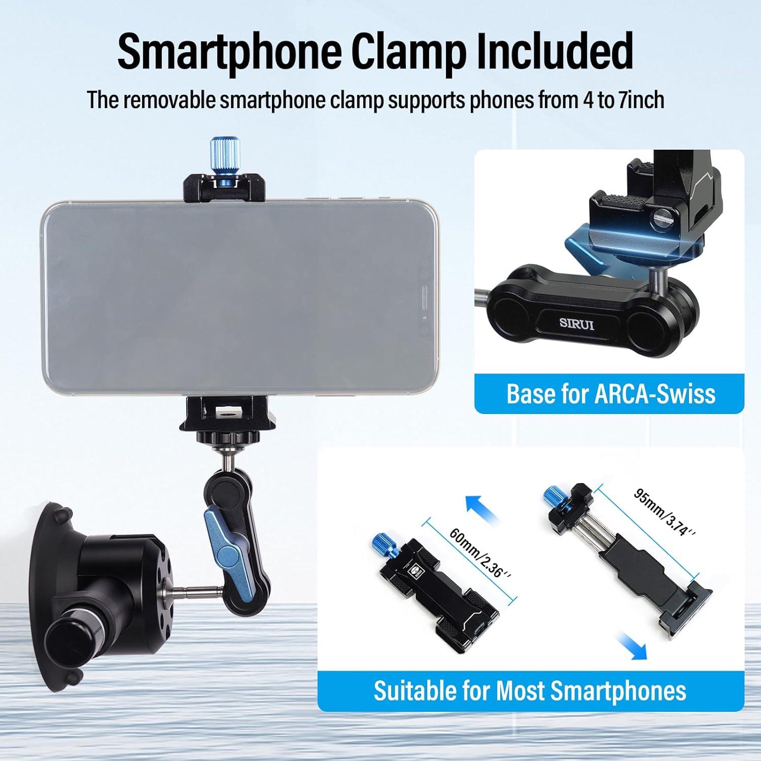 Soporte de Ventosa SIRUI MA-SC para Cámara y Teléfono 1.5kg