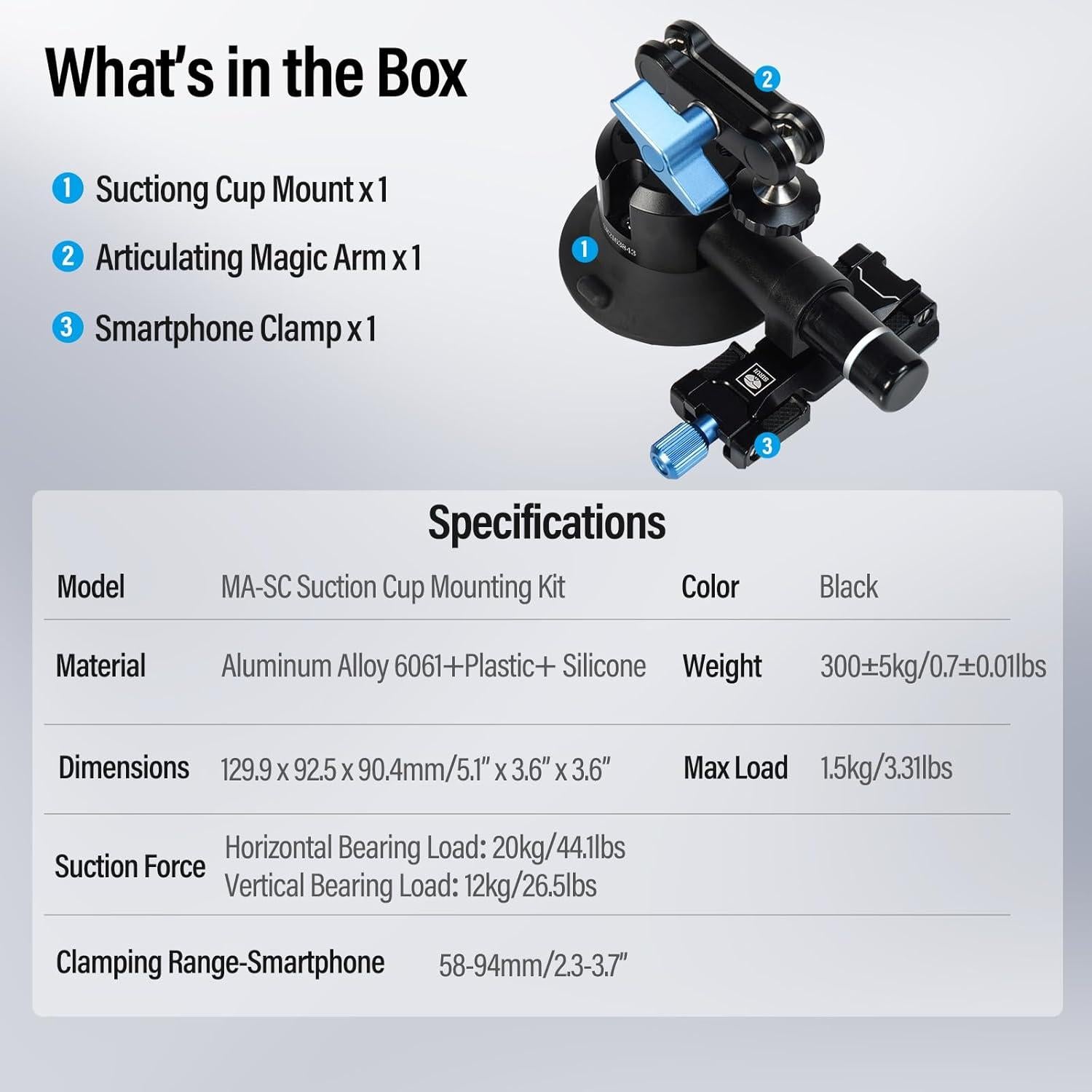 Soporte de Ventosa SIRUI MA-SC para Cámara y Teléfono 1.5kg