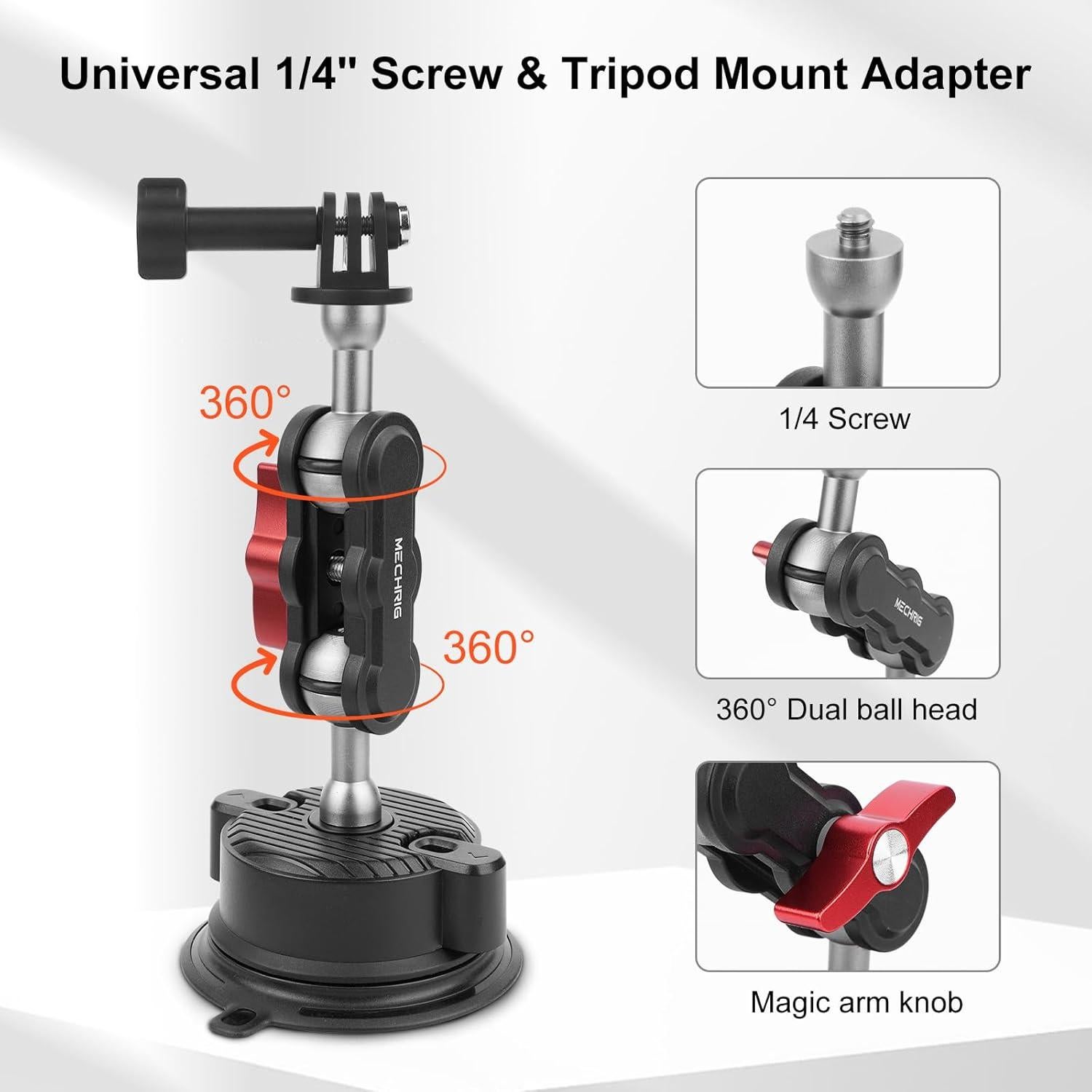 Kit de Montaje de Ventosa Mechrig con Mini Trípode y Soporte