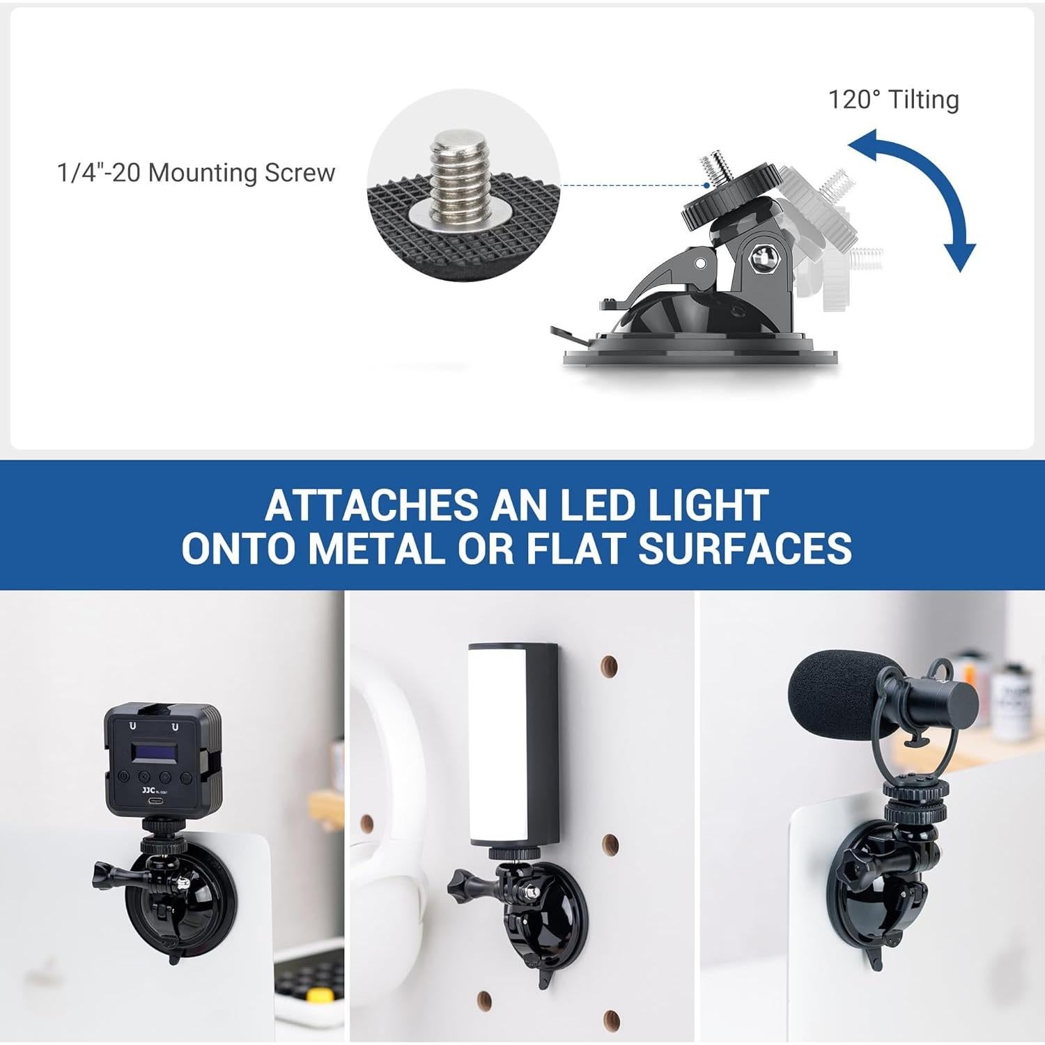Soporte de Ventosa JJC 1/4"-20 para Cámara de Acción - Resistente