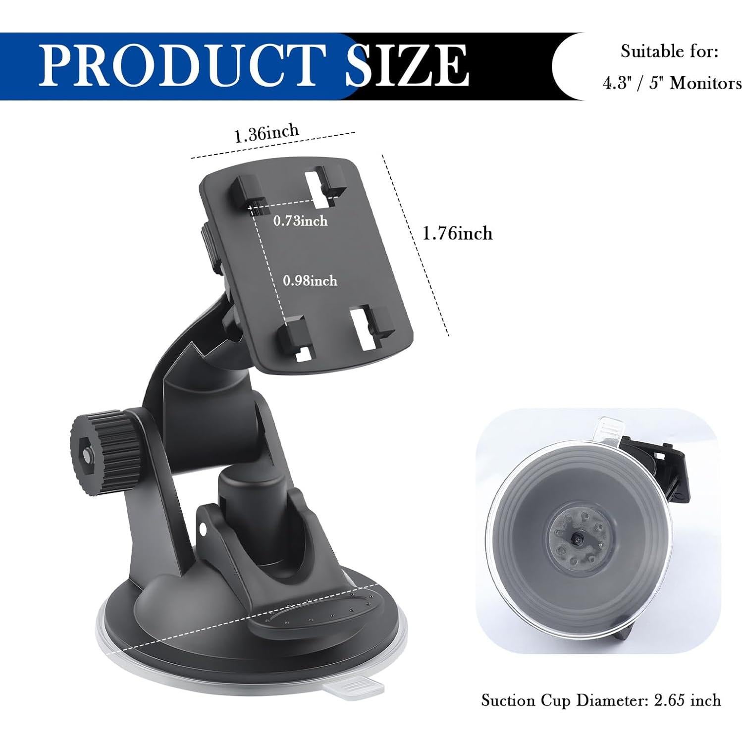 Soporte de Cámara de Coche YGDMD Ajustable 180° para GPS 4.3" y 5"