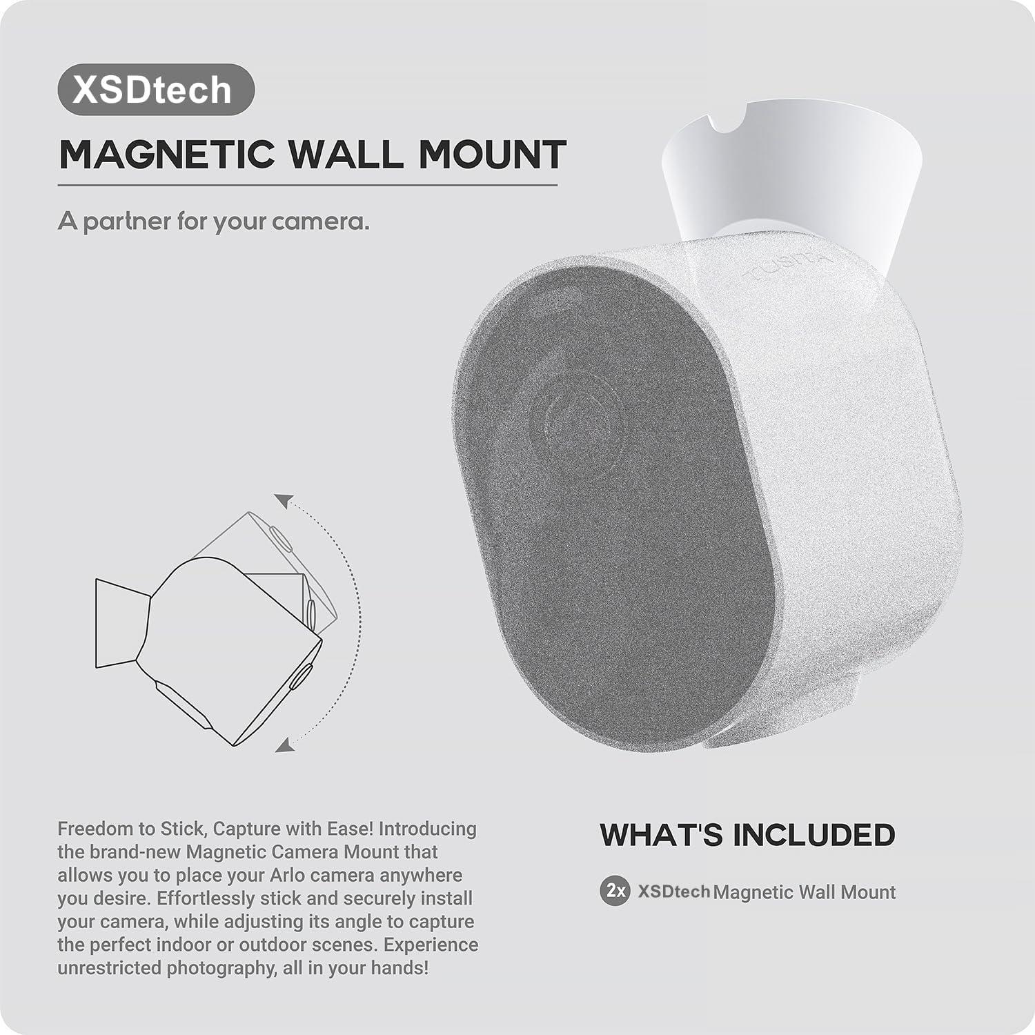 Soportes Magnéticos de Pared XSDtech para Cámaras Arlo Pro 5S 2K, Pro 4, Pro 3, Ultra 2 - 2 Paquete