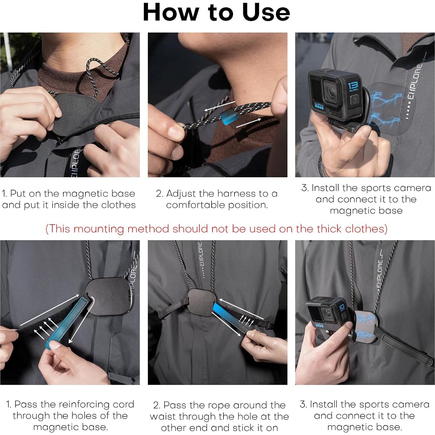 Soporte Magnético para Pecho REYGEAK para GoPro Hero 13/12/11/10/9