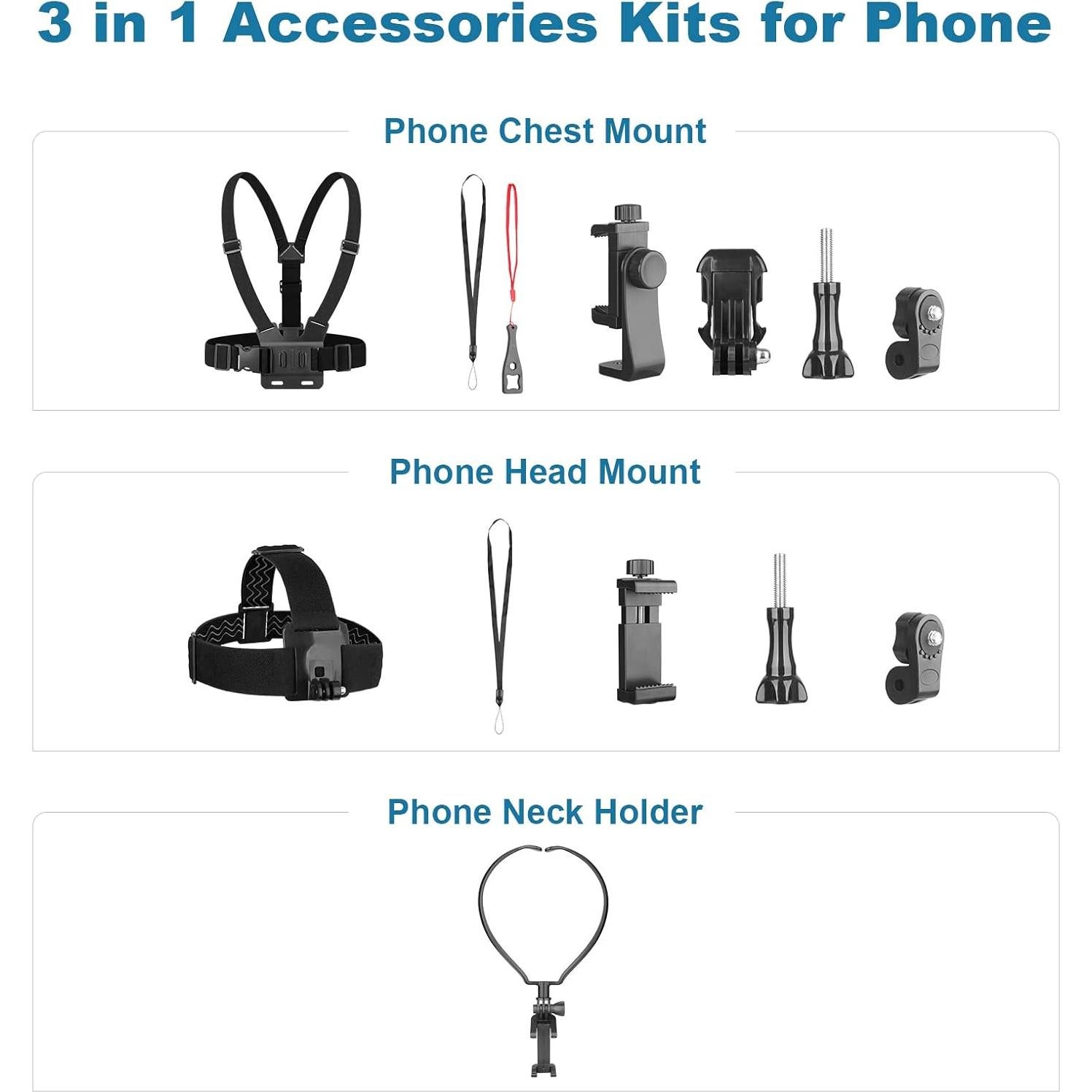 Kit de Montaje 3 en 1 para Teléfono ChromLives - Pecho, Cabeza y Cuello