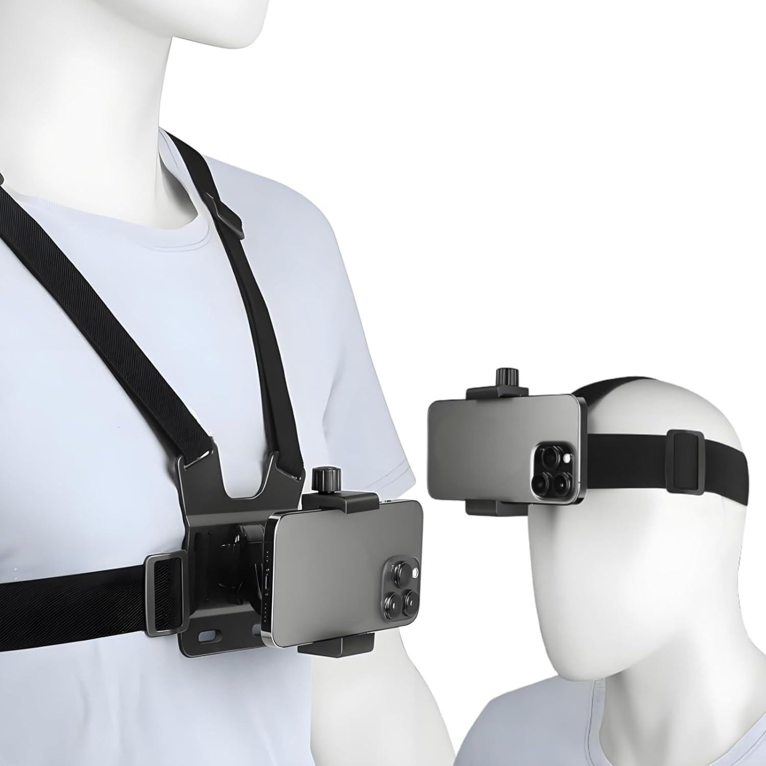 Kit de Soporte para VLOG y POV KUANVE - Arnés Pecho y Cabeza