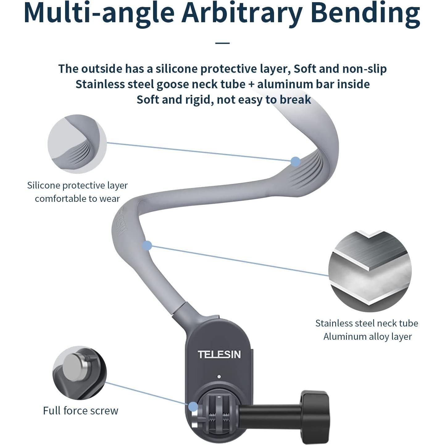 Soporte Magnético para Cuello TELESIN Plus 20cm para GoPro y Teléfono