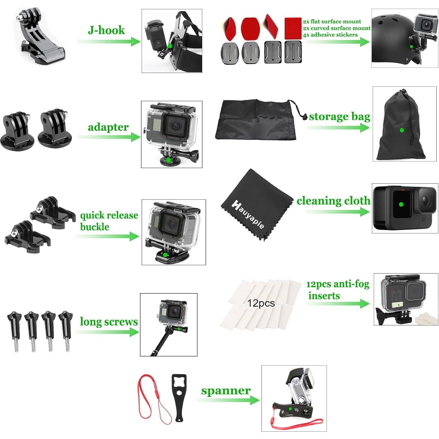 Kit de Accesorios para GoPro Hero 13/12/11/10/9 - Estuche Impermeable 40m