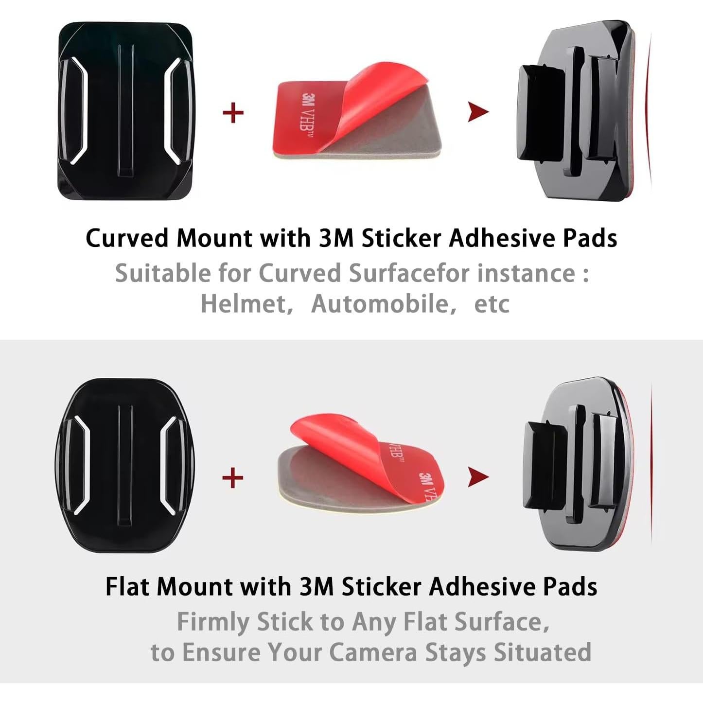 Soporte Adhesivo Flexible SRUIM para Casco - Compatible con Insta 360 y GoPro