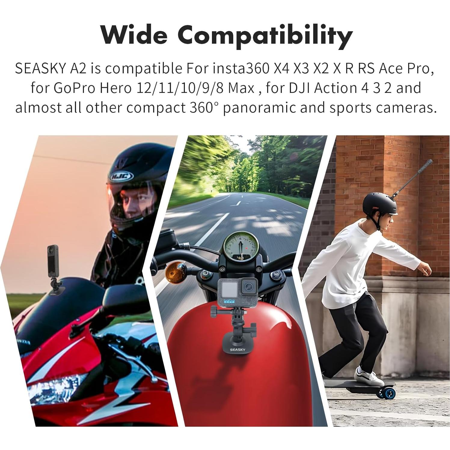 Soporte Adhesivo Flexible SEASKY A2 para Casco - 2 Pack