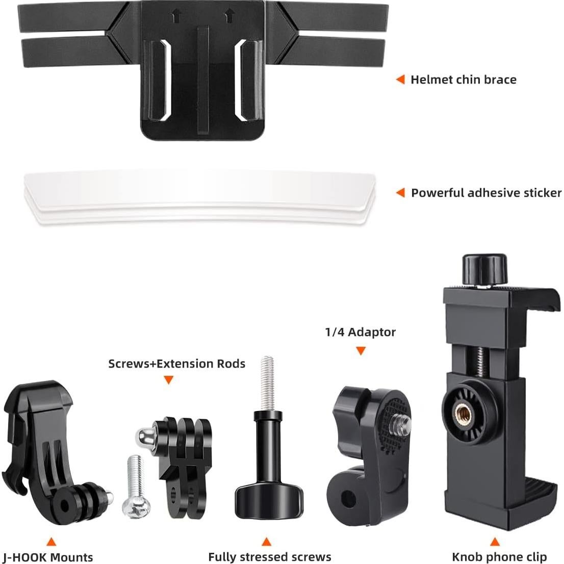 Kit de Montaje en Barbilla para Casco elinigo - Compatible GoPro