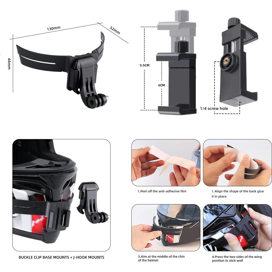 Kit de Montaje en Barbilla para Casco elinigo - Compatible GoPro